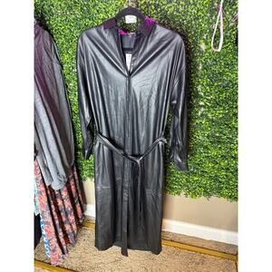 Express Faux Leather Belted Shirt Dress